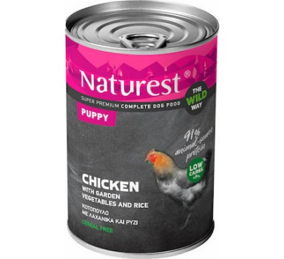 Naturest Υγρή Τροφή για Κουτάβι Διαίτης με Κοτόπουλο, Λαχανικά και Ρύζι χωρίς Σιτηρά σε Κονσέρβα 400γρ.